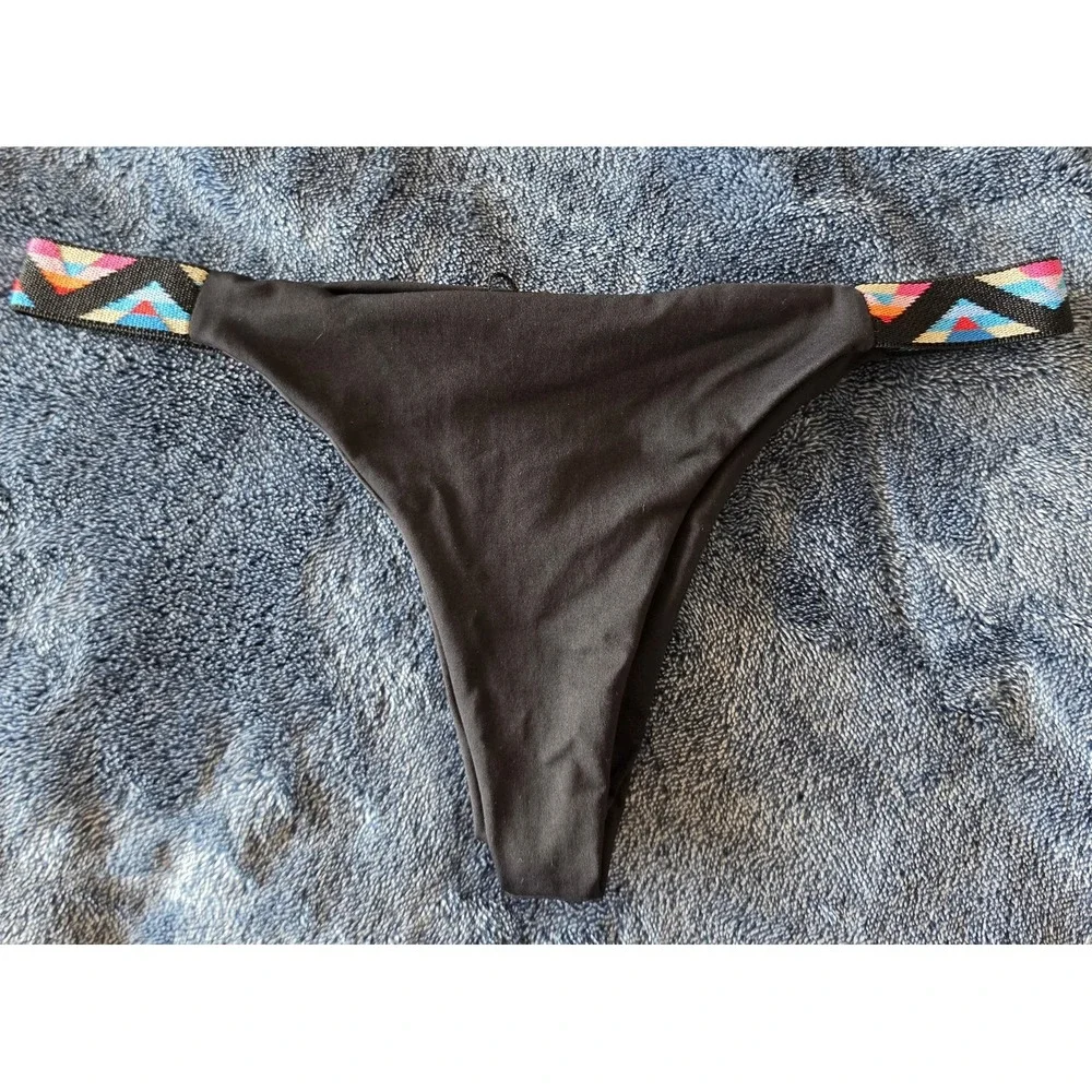 L*Space Women's Medium Black Itsy Bikini Bottoms - Cheeky‎ Cut - Made in USA